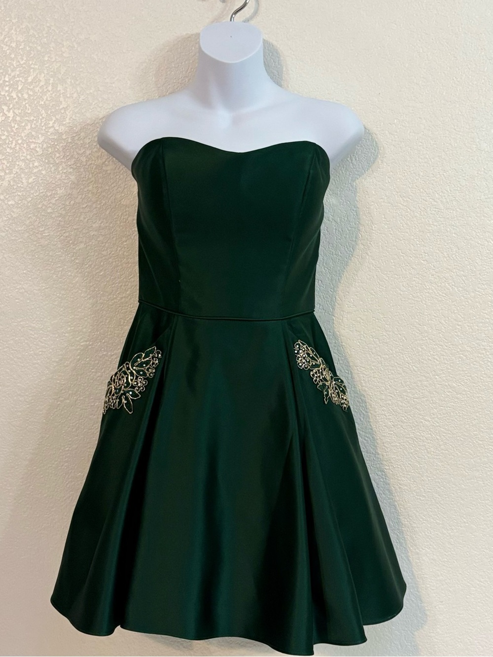 Strapless Emerald Green Fit-and-Flare Dress